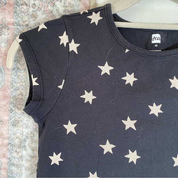 TEA COLLECTION Navy Dress With Star Print Girls 10 - Picture 3 of 4